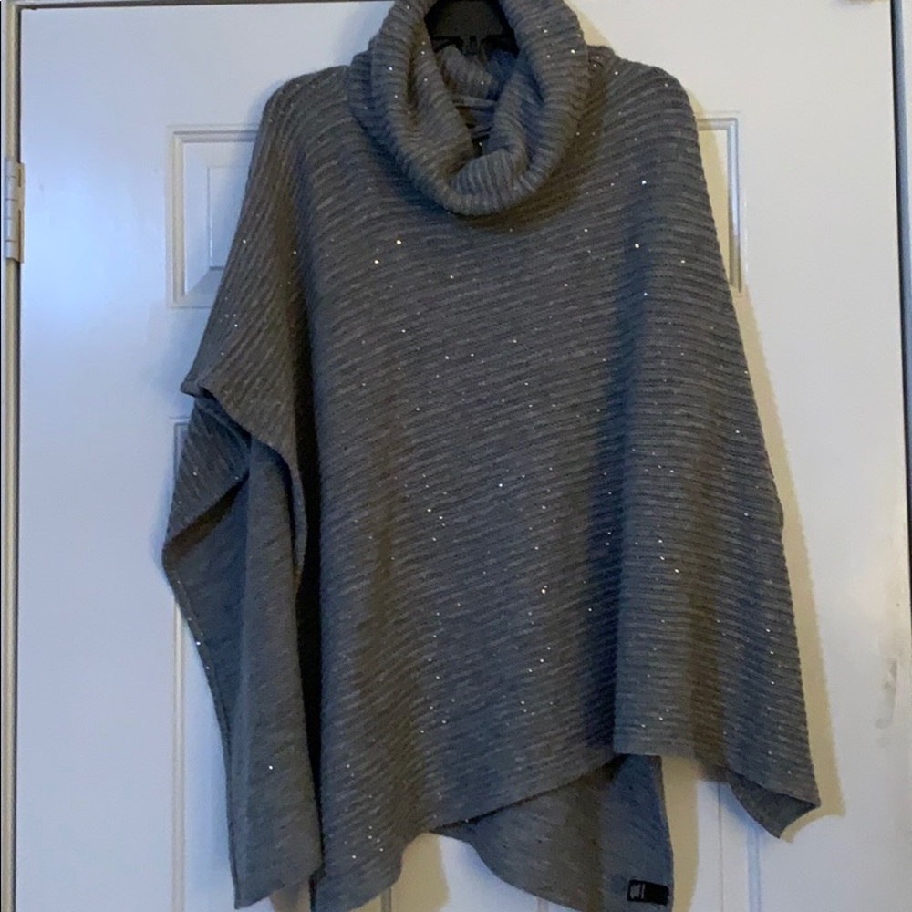 Ann Taylor Poncho - gray with sequins